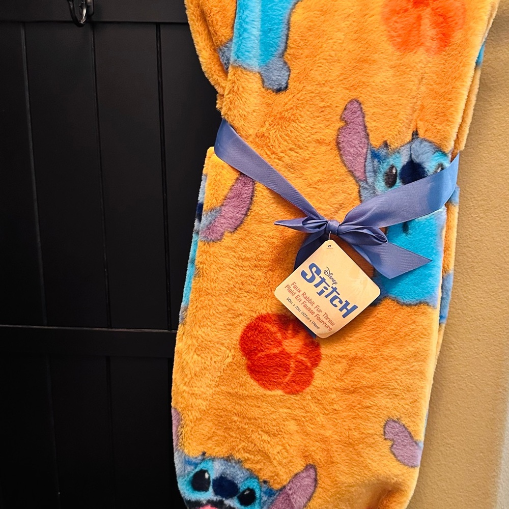 Disney Halloween Stitch Faux Fur Throw with Blue Accent